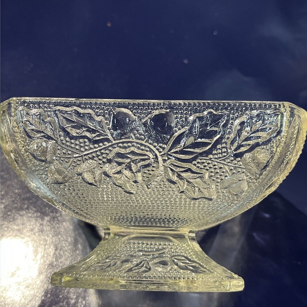 Vintage Jeanette Depression Glass Candy Dish w/Lid Square Acorn‎ &Leaves Design - Picture 4 of 13